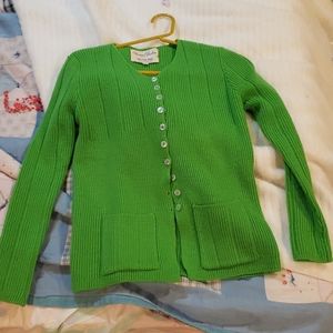 green wool sweater